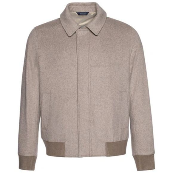 Cardinal of Canada Wool Blend Bomber Jacket In Oatmeal, Size Large - Picture 1 of 13